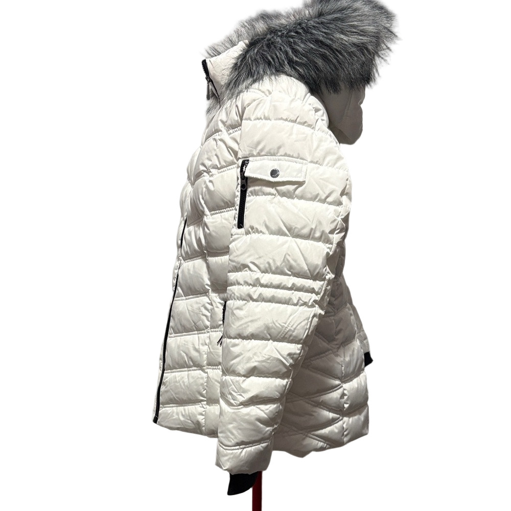 Nautica Women's White Puffer Jacket Faux Fur - Picture 4 of 7